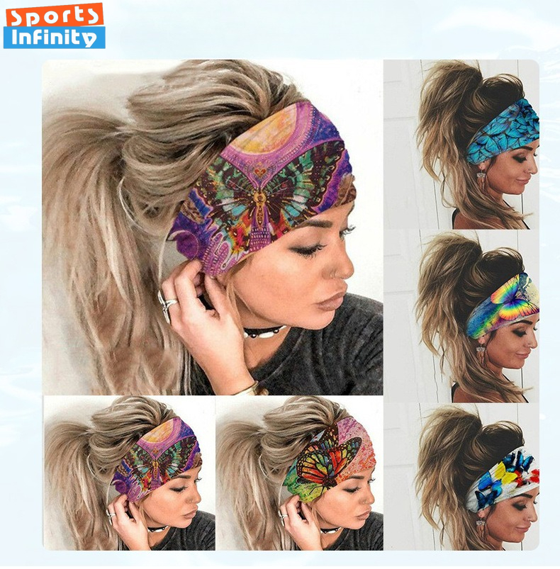 Yoga Daily Fitness - Sunflower Printed Elastic Wide Sports Headband
