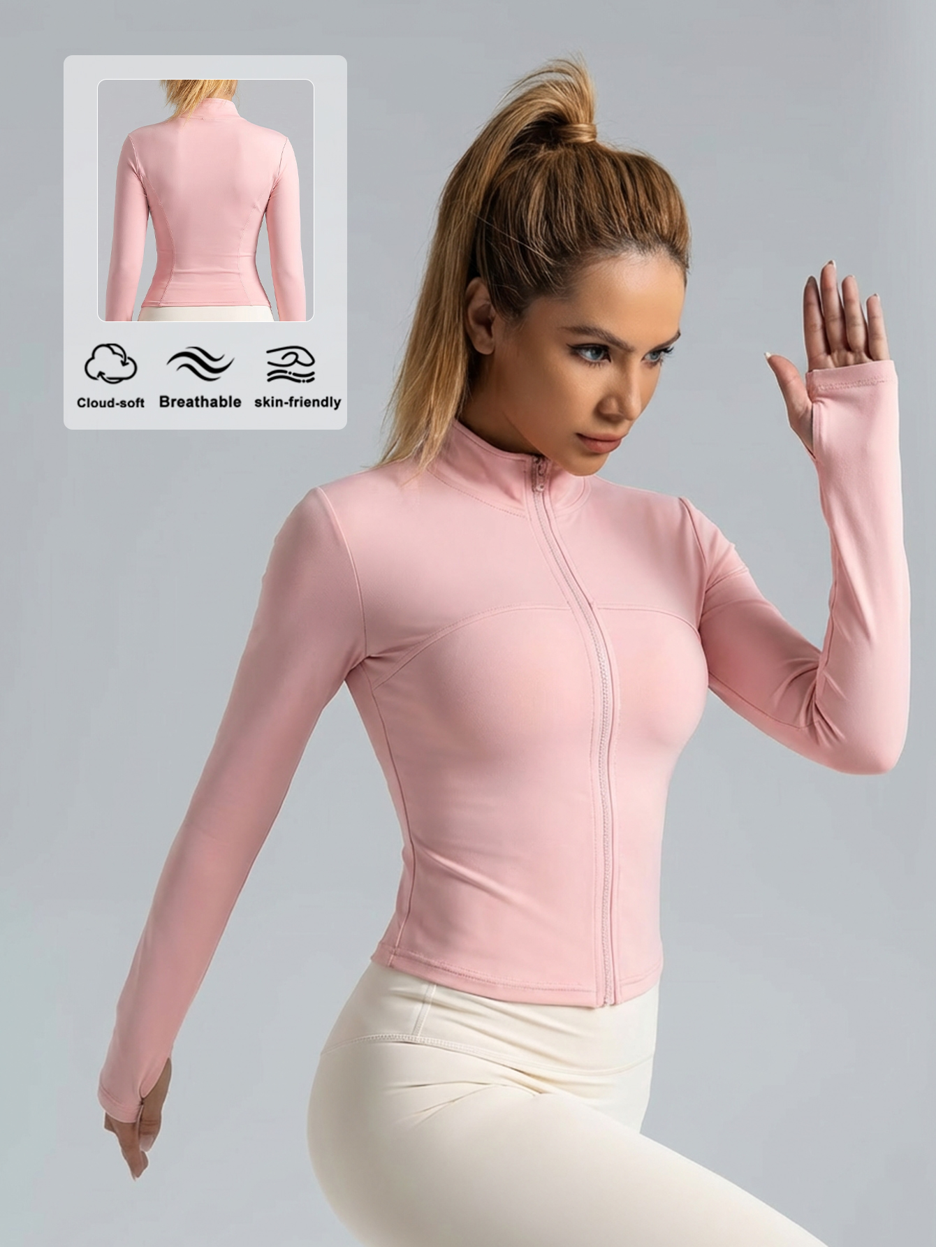 New Women Light pink Yoga Coat - Yoga & Fitness With Denise recensie en prijs